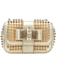 Christian Louboutin Metallic Gold Leather 'Sweety Charity' Spiked Shoulder Bag - Lyst