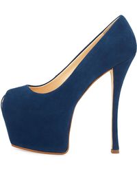 Giuseppe Zanotti Liza Suede Peep-Toe Platform Pump - Lyst