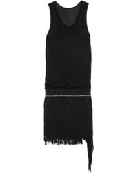 Jay Ahr Fringed Suede And Stretch-Jersey Mini Dress - Lyst