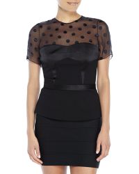 Jason Wu Black Polka Dot Illusion Top - Lyst