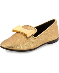 Giuseppe Zanotti Metallic Bow Slip-On Loafer - Lyst