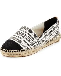 Tory Burch Striped Canvas Espadrille Flat - Lyst
