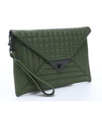 L.a.m.b. Olive Green Quilted Leather 'Ebba' Clutch Bag - Lyst