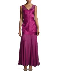 Halston Heritage Sleeveless V-Neck Illusion Gown - Lyst