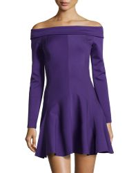 Halston Heritage Long-Sleeve Off-The-Shoulder Ponte Dress - Lyst