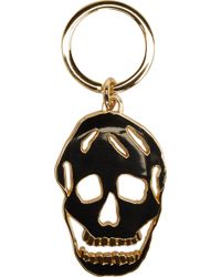 Alexander McQueen Black Enamel Cut_Out Skull Keyring - Lyst
