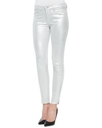 J Brand Metallic Suede Skinny-Fit Jeans - Lyst