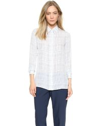 Vince Blurred Line Button Down Shirt - Off White/Coastal - Lyst