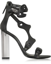 Emilio Pucci Black Leather Sandal W/Plexiglass Heel - Lyst