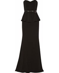 Badgley Mischka Odessa Bow-Embellished Crepe Pepelum Gown - Lyst
