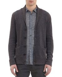 John Varvatos Shawl-Collar Tweed Cardigan - Lyst