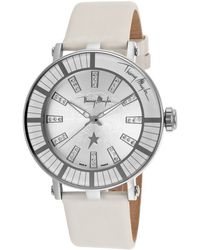 Thierry Mugler Women'S White Genuine Leather Silver-Tone Dial - Lyst