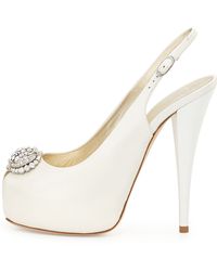 Giuseppe Zanotti Leather Crystal-Toe Slingback Sandal - Lyst
