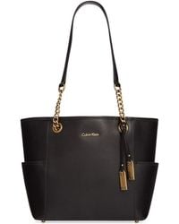 Calvin Klein Leather Tote - Lyst