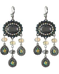 Betsey Johnson Whiteout Hematite Mix Large Chandelier Earrings - Lyst