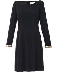 Honor Embellished-Cuff Crepe Dress - Lyst