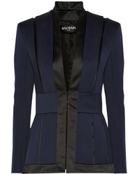 Balmain Satin-Trimmed Wool-Crepe Blazer - Lyst