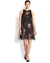 Honor Organza-Overlay Rose Print Dress - Lyst