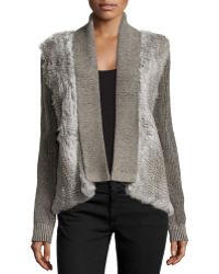 Nicole Miller Long-Sleeve Rabbit Cardigan - Lyst