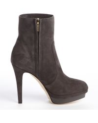 B Brian Atwood Edeline Stretch Suede Ankle Boots in Gray (grey) | Lyst
