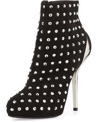 Giuseppe Zanotti Crystal Studded Suede Bootie - Lyst