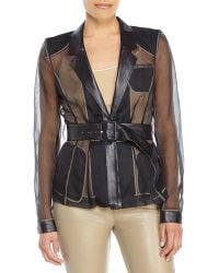 Jason Wu Black Belted Silk & Leather Organza Jacket - Lyst
