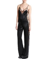Matthew Williamson Satin & Star Sheer Panelled Jumpsuit - Lyst