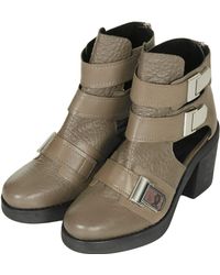 cut out boots beige