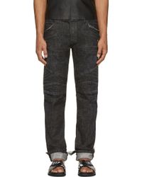 Balmain Washed Black New Biker Jeans - Lyst