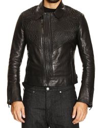 Roberto Cavalli Chiodo Pelle Ricamo Doppia Zip - Lyst