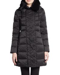 Elie Tahari Fur-Collar Puffer Coat - Lyst