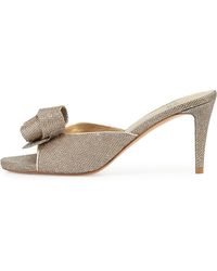 Stuart Weitzman Bobo Opera Metallic Bow Slide - Lyst