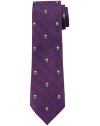 Alexander McQueen Prince Of Wales Skull-Print Silk Tie - Lyst