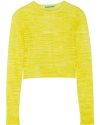 Alice + Olivia Fallon Cropped Flax-Blend Sweater - Lyst