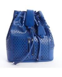 Olivia Harris Blueberry Perforated Leather Backpack - Lyst