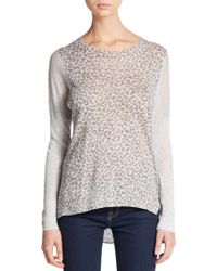 Rebecca Taylor Leopard Print Hi-Lo Sweater - Lyst