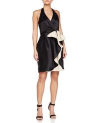 Halston Heritage Halter Dress With Wrap Front - Lyst