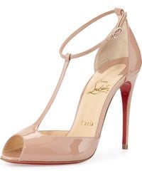Christian Louboutin Senora Patent T-Strap Red Sole Sandal - Lyst