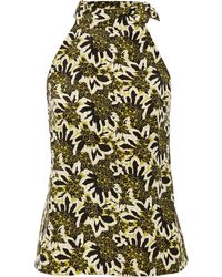Etro Floral-Print Silk-Crepe Top - Lyst