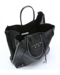 Balenciaga Black Leather 'Papier Ledger' Shopper Tote - Lyst