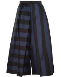 Tibi Escalante Striped Pleated-Silk Culottes - Lyst