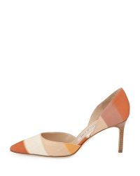 Manolo Blahnik Tayler Striped Linen Dorsay Pump - Lyst