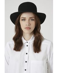 Topshop Flat Brim Bowler Hat - Lyst