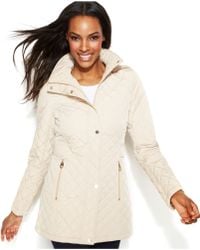 Calvin Klein Petite Hooded Quilted Jacket - Lyst