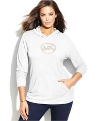 Michael Kors Michael Plus Waffle-Knit Hooded Logo Tee - Lyst