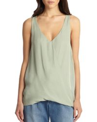 Alice + Olivia Overlap Silk Drape Tank Top - Lyst