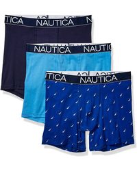 Nautica 3 Pack Classic Underwear Cotton Stretch Boxer Brief In Blue For