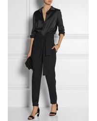 Jay Ahr Satin And Stretch-Crepe Jumpsuit - Lyst