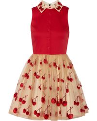 Alice + Olivia Cherry Pouf Cotton-Blend And Tulle Dress - Lyst