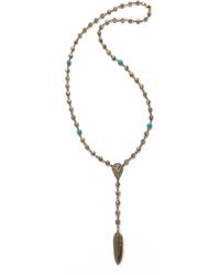 Pamela Love Feather Lariat Necklace - Antique Brass/Champagne - Lyst
